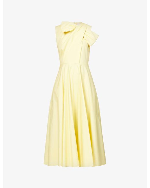 Roksanda Yellow Brigitte Bow-detailing Cotton-poplin Midi Dress