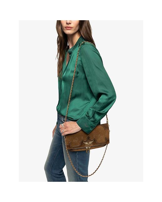 Zadig & Voltaire Brown Rock Western Suede Clutch Bag