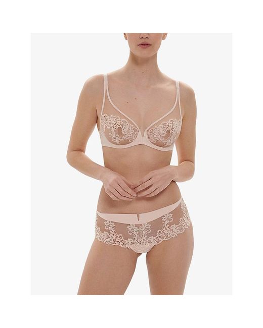 Simone Perele Pink Saga Plunge Full-Cup Underwired Lace Bra