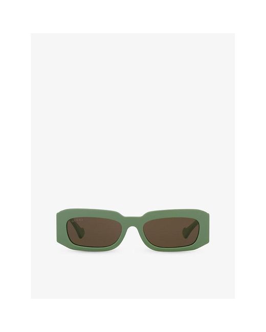 Gucci Green Gc002108 gg1426s Rectangle-frame Acetate Sunglasses