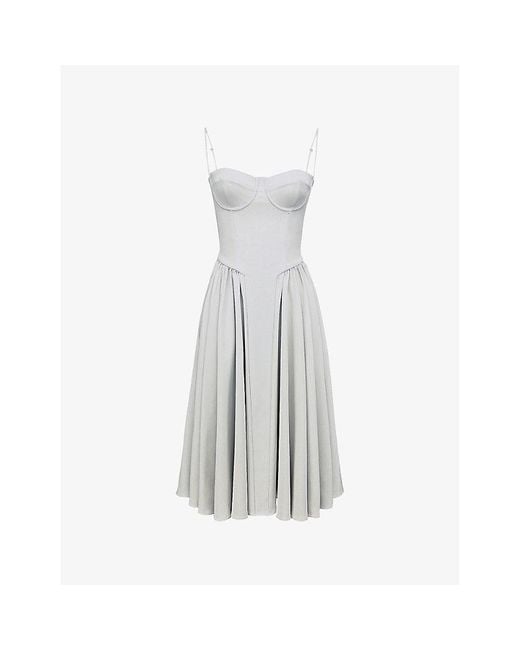 House Of Cb White Samaria Corseted Woven Midi Dress