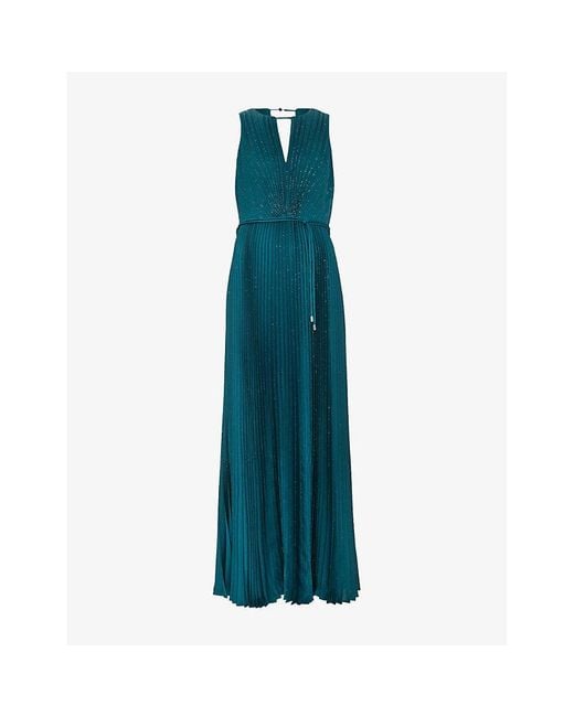 Wedding Gown Halston Heritage Pleated Gown Phase Eight Women's Blue Simara  Pleated Woven Maxi Dress