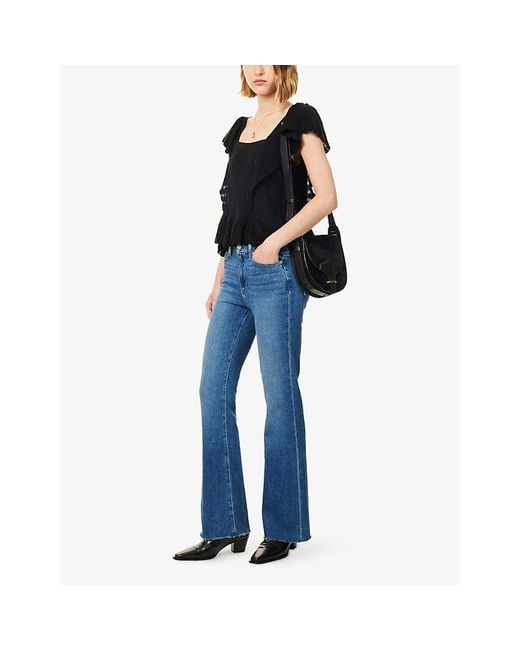 PAIGE Blue Laurel Canyon High-Rise Raw Hem Denim Jeans