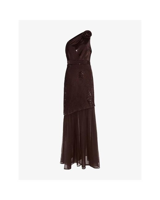 Phase Eight Purple Lola Sequin Asymmetric Woven Midi Dress