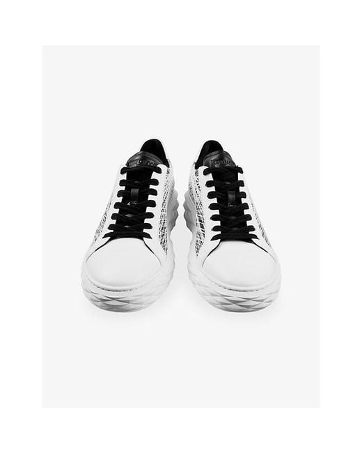 Jimmy Choo White Diamond Light Maxi Mesh And Leather Trainers