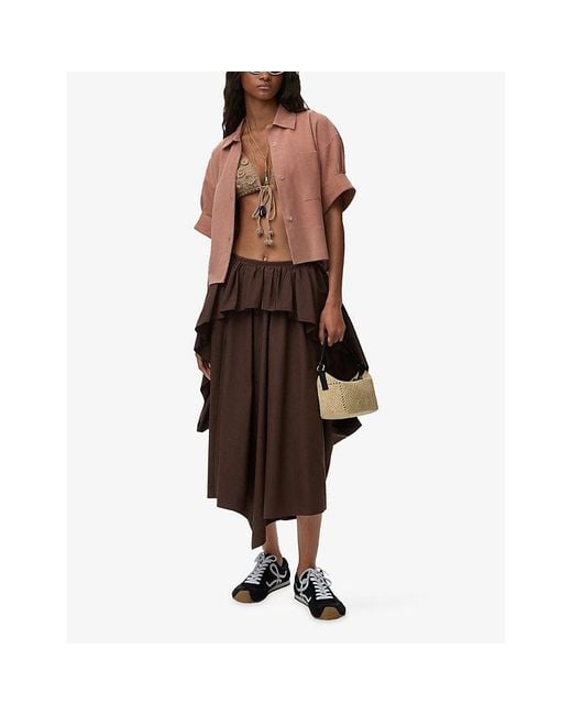 Loewe Pink X Paula's Ibiza Short-Sleeve Suede Shirt