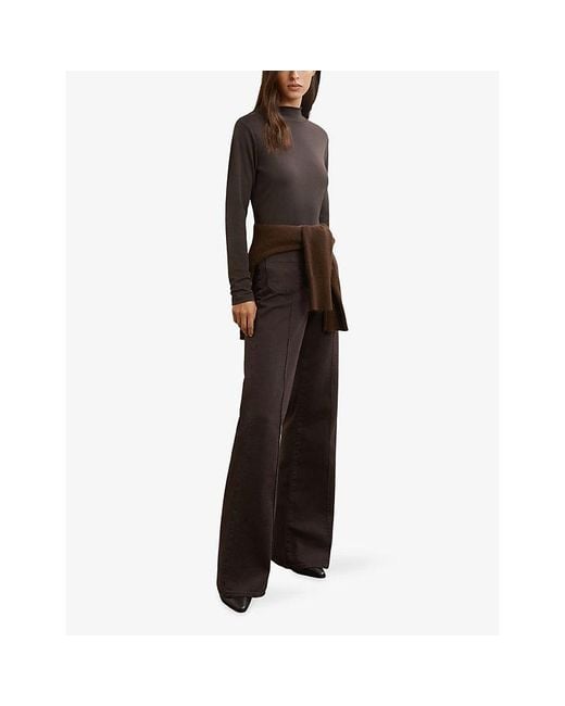 Reiss Brown Molly Funnel-Neck Jersey Top