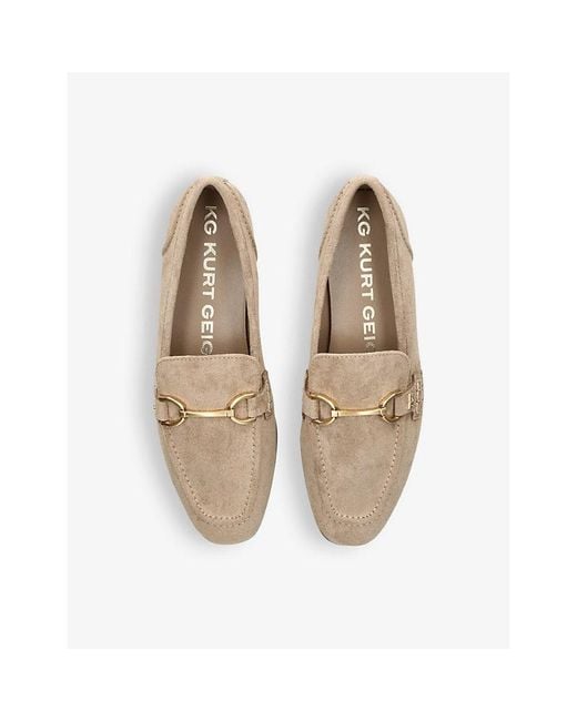 KG by Kurt Geiger Natural Madeline Horse Bit Chain Suede Loafers