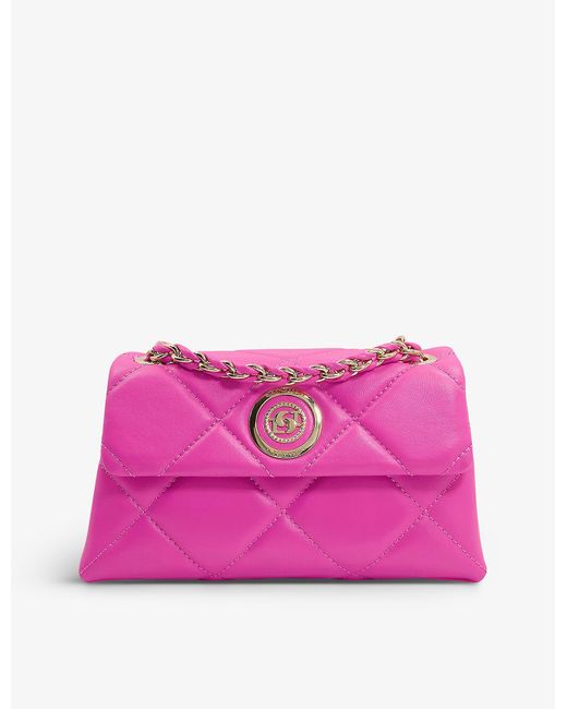 Dune Duchess Small Quilted Leather Crossbody Bag in FuchsiaLeather