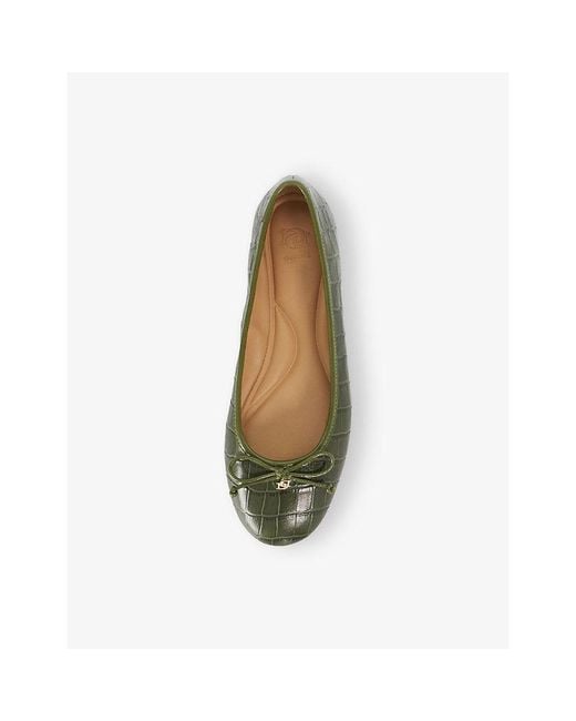 Dune Green Helenne Leather Ballet Flats
