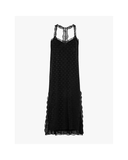 Zadig & Voltaire Black Plunge-Neck Racerback Silk Maxi Dress