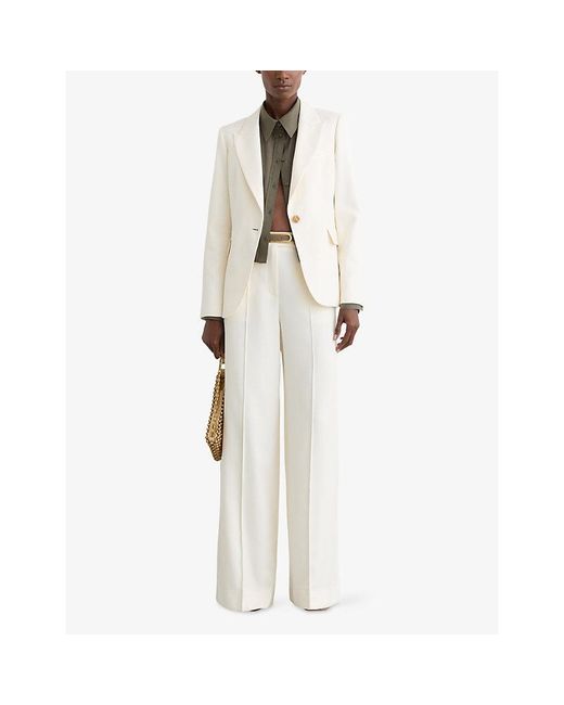 Reiss White Malin Wide-Leg Mid-Rise Woven Trousers