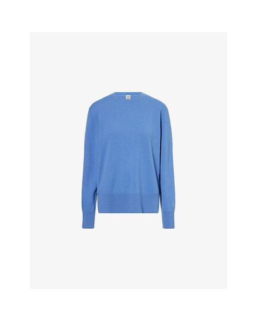 Totême  Blue Crewneck Regular-Fit Brushed-Cashmere Jumper