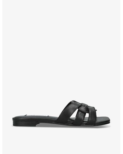 Steve Madden Black Vcay 017 -strap Flat Leather Sandals