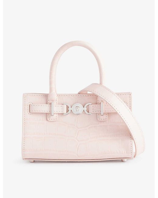 Versace Pink Medusa-embellished Small Leather Tote Bag