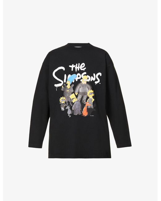 Balenciaga The Simpsons Graphic-print Cotton-jersey T-shirt in Black - Lyst