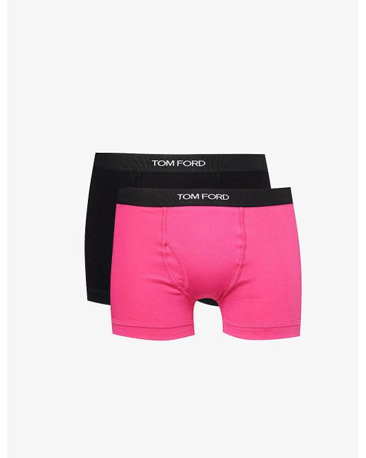 Tom Ford Pink Logo-waistband Pack Of Two Stretch-cotton Boxer for men