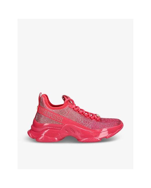Steve Madden Pink Rhinestone-Embellished Low-Top Woven Trainers