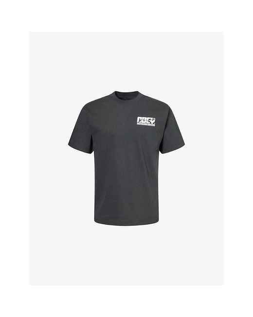 Obey Black Propaganda Graphic-Print Cotton T-Shirt for men