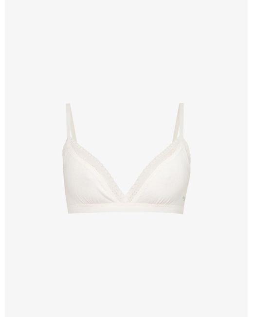 Sloggi Go Ribbed Stretchcotton Bralette in White Lyst