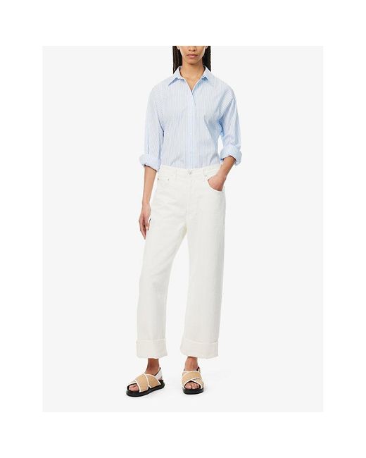 Citizens of Humanity White Ayla baggy Wide-leg High-rise Jeans