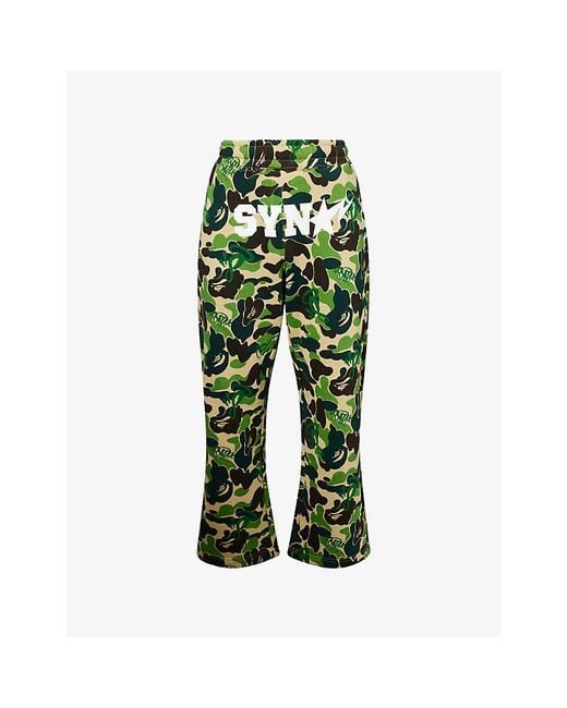 A Bathing Ape Green Bape X Spotify X Syna Camouflage-Print Cotton-Blend Jogging Bottoms for men