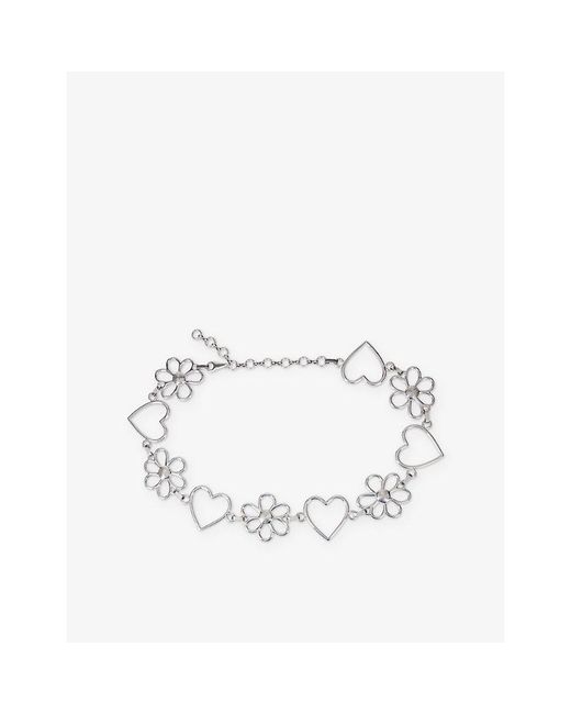 The Kooples White Heart And Flowers Chain Belt