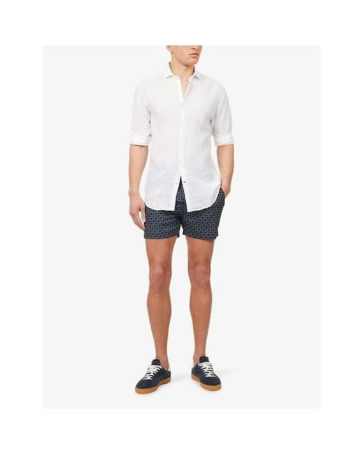 Raith Blue Ifni Tailored Waist-Adjuster Swim Shorts for men