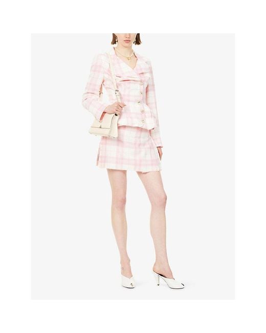 Vivienne Westwood Pink Check-Pattern Kilt Wool Mini Skirt