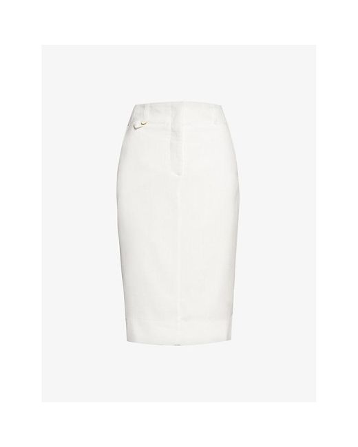 Jacquemus White High-rise Split-hem Woven Midi Skirt