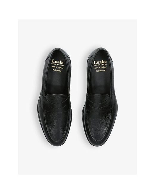 Loake Black Imperial Grained-Leather Loafers for men