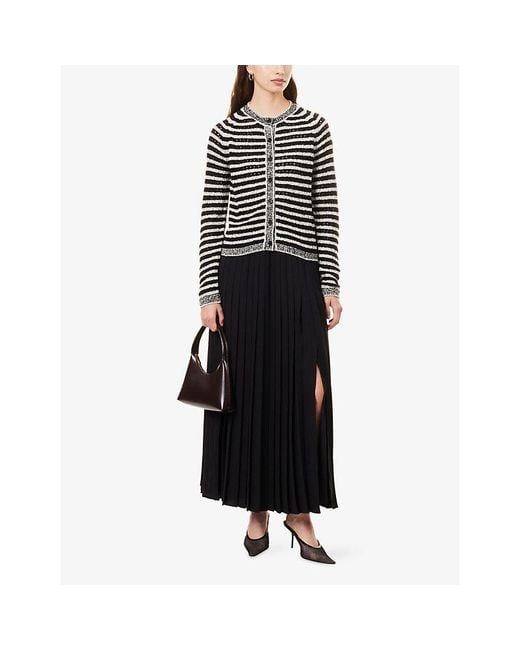ME+EM Black Regular-Fit Striped Cotton-Blend Cardigan