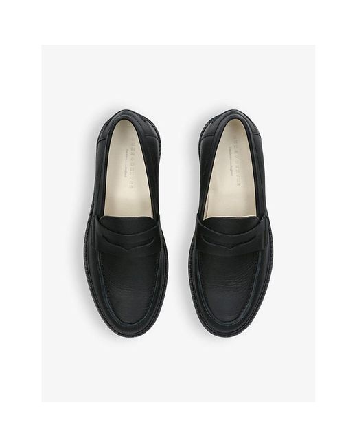 Duke & Dexter Black Wilde Lug-sole Leather Penny Loafers for men