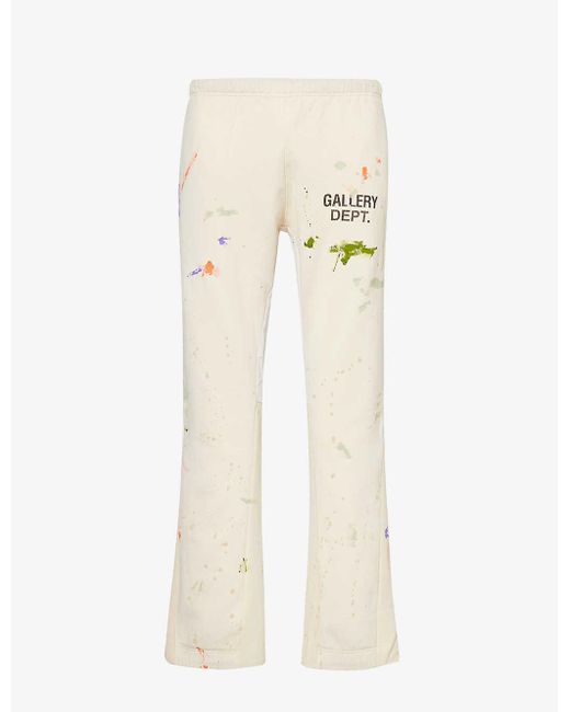 GALLERY DEPT. Natural Paint-splatter Logo-print Cotton-jersey jogging Bottoms for men