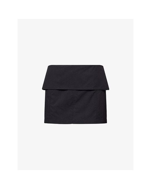 Belle Anna Black Helia Panelled-Waistband Cotton-Blend Mini Skirt