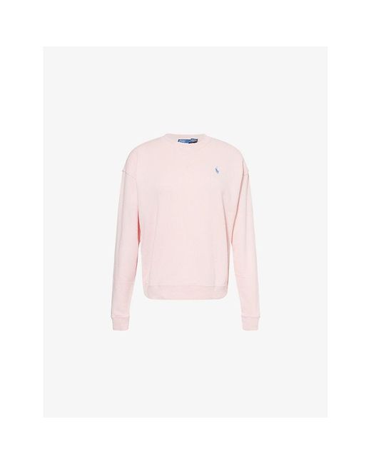 Polo Ralph Lauren Pink Logo-Embroidery Cotton-Jersey Sweatshirt