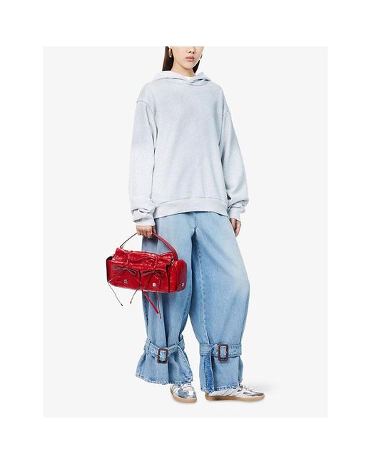 Acne White Oversized Brand-Print Cotton-Blend Hoody