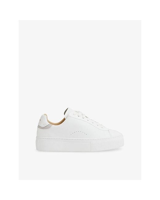 Reiss White Francesca Chunky-Sole Leather Low-Top Trainers