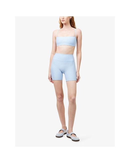 Cheap Monday Blue Olympic Embroidered Stretch-Jersey Sports Bra