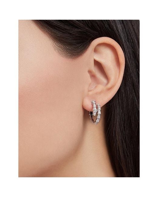 BVLGARI White Serpenti Viper 18Ct- And 0.75Ct Diamond Earrings