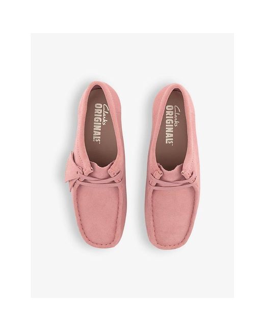 Clarks Pink Wallabee Logo-tag Suede Shoes