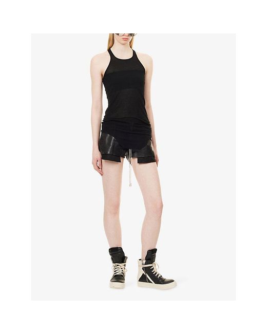 Rick Owens Black Basic Ribbed Silk-Blend Tank Top