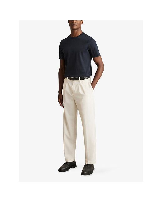 Reiss Blue Count Crewneck Short-Sleeve Cotton T-Shirt for men