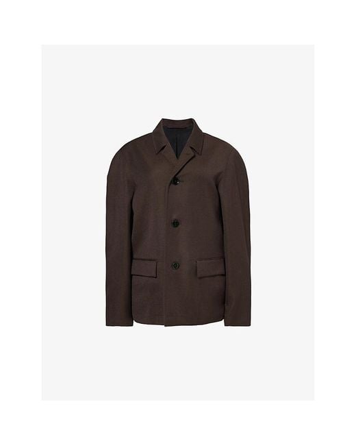 Lemaire Brown Single-breasted Wool And Linen-blend Coat