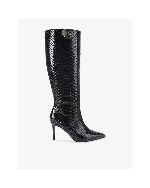 Kurt Geiger Black Belgravia Heeled Suede Knee-High Boots