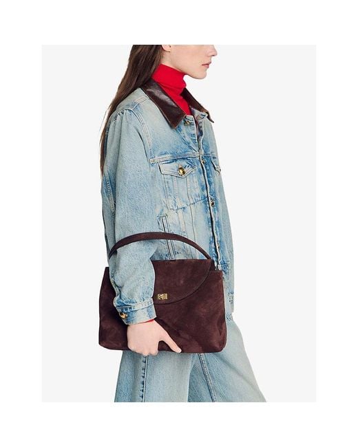 Sandro Brown Le Grand Bazaar Suede Shoulder Bag