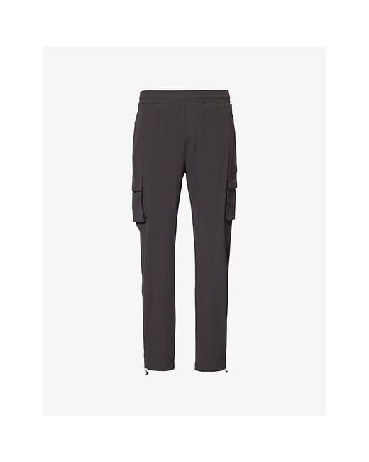 Arne Gray Utility Multi-Pockets Regular-Fit Stretch-Woven Trousers for men