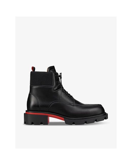 Christian Louboutin Black Our Walk Leather Ankle Boots for men