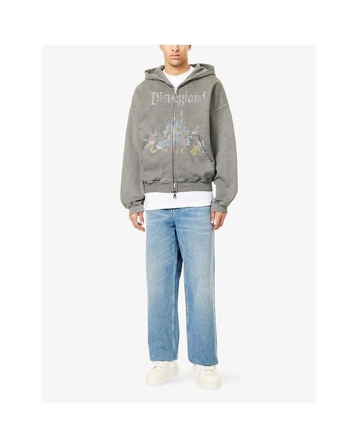 Cole Buxton Gray X Disney Faded-Print Cotton-Jersey Hoodie for men