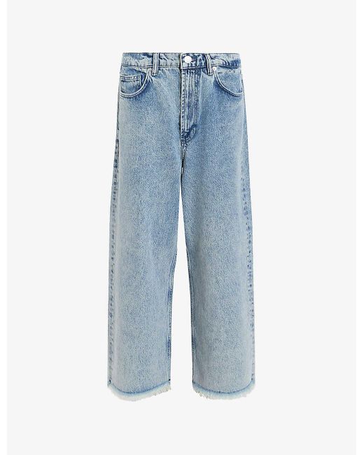 AllSaints Blue Blake Wide-leg Low-rise Cropped Jeans